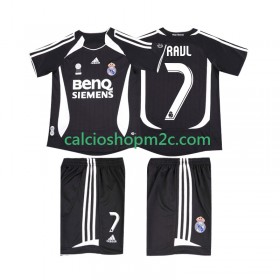 Real Madrid RAUL 7 2006 2007 Retro Bambino Maglia Trasferta Manica Corta